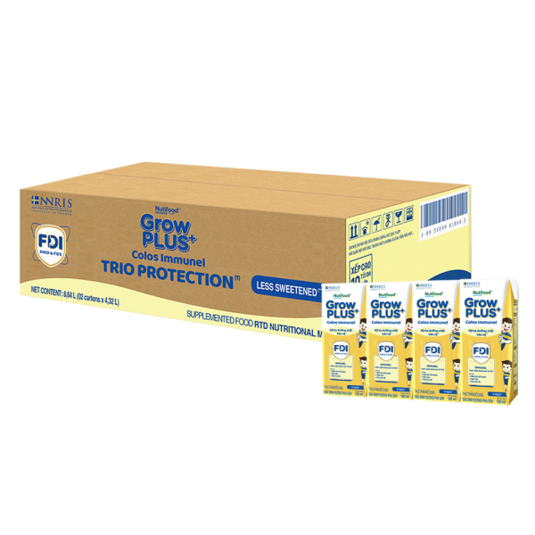 Thùng Sữa dinh dưỡng pha sẵn GrowPLUS+ Colos Immunel 180ml, lốc 4 hộp (Từ 1 tuổi)