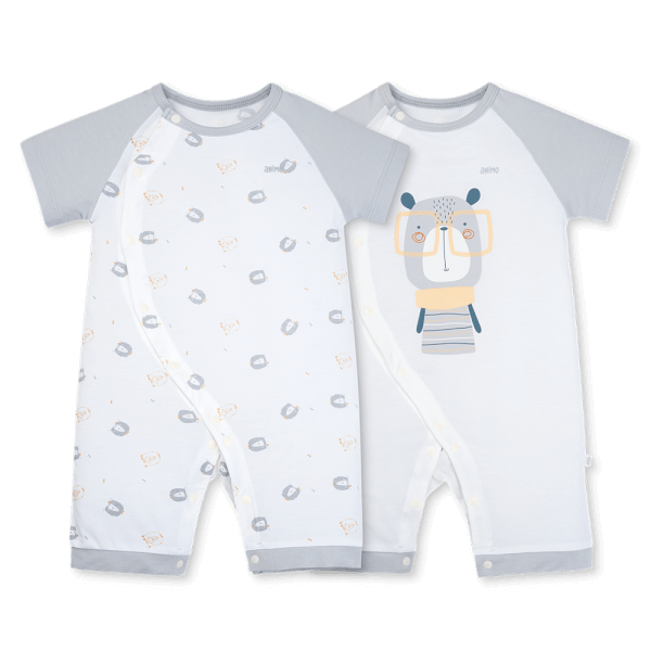 Set 2 Bodysuit kháng khuẩn Modal đùi Animo BMC0925011 (0-12M, Xám-trắng, TT06)