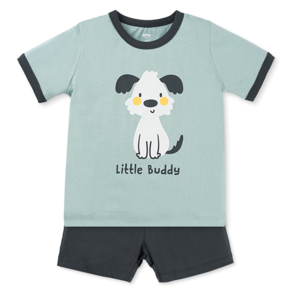 Bộ bé trai ngắn Animo Easy HN1025001 (1-4Y,Lá-xám, DD02)