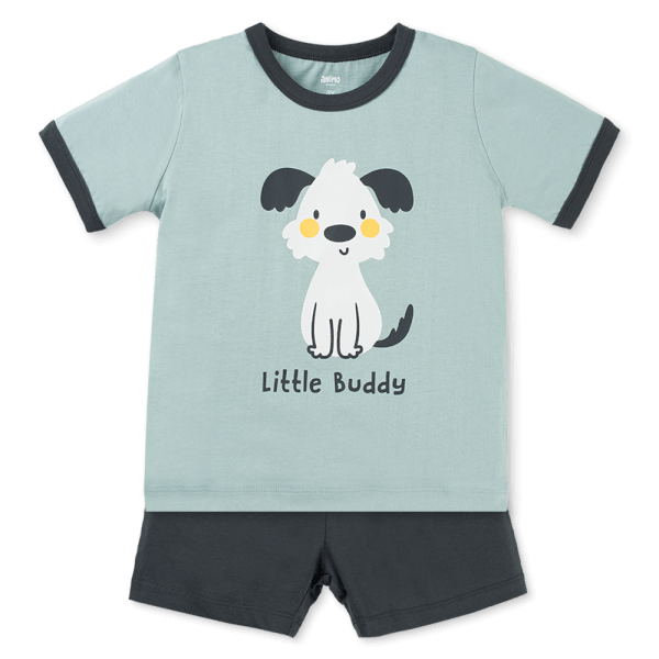 Bộ bé trai ngắn Animo Easy HN1025001 (1-4Y,Lá-xám, DD02)