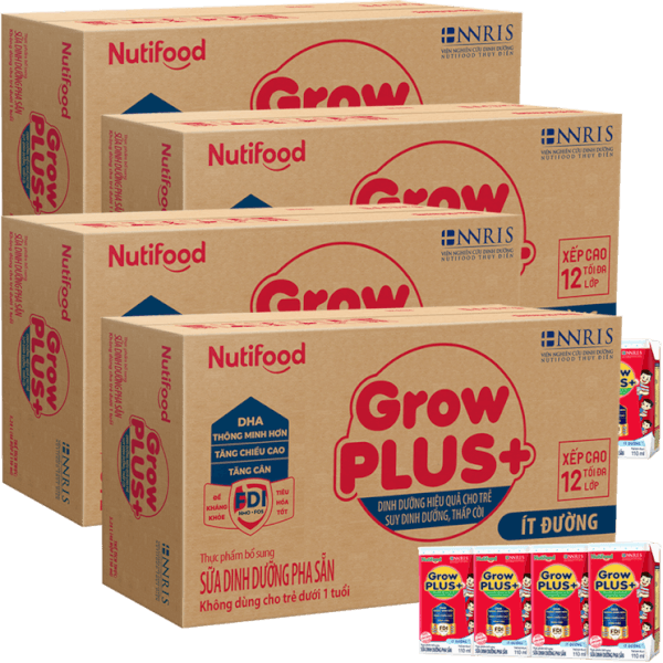 Combo 4 thùng SPDDPS GrowPLUS  110ml Ít đường (lốc 4 hộp) - Thùng