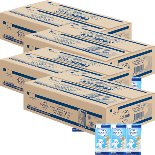 Combo 4 Sữa dinh dưỡng pha sẵn Aptamil Kid, 110ml (lốc 3 hộp)