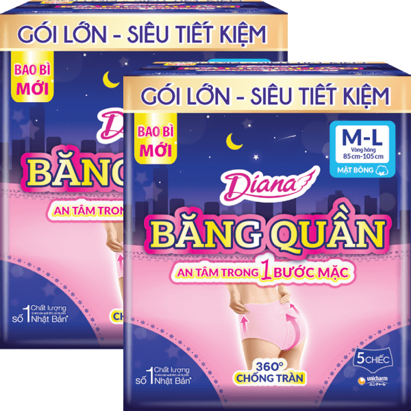 Combo 2 Băng vệ sinh quần Diana Sensi M/L (5 miếng)