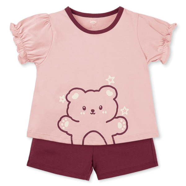 Bộ bé gái ngắn Animo Easy TX1025017 (1-4Y,Hồng-tía,DD02)