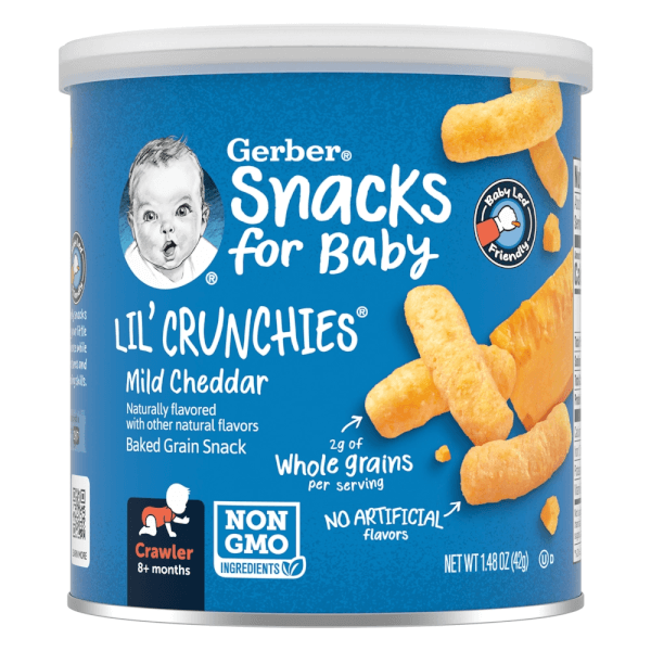 Combo 2 Thực phẩm bổ sung Bánh ăn dặm Gerber Lil Crunchies vị phô mai Mild Cheddar