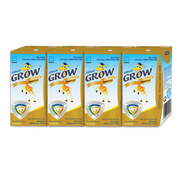 Sữa Abbott Grow Gold hương vani 110ML - Lốc 4 (Từ 1 tuổi)