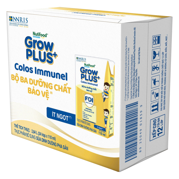 2 Thùng Sữa dinh dưỡng pha sẵn GrowPLUS+ Colos Immunel 110ml, lốc 4 hộp (Từ 1 tuổi)