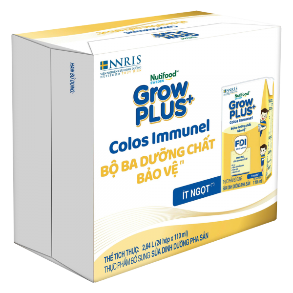 2 Thùng Sữa dinh dưỡng pha sẵn GrowPLUS+ Colos Immunel 110ml, lốc 4 hộp (Từ 1 tuổi)