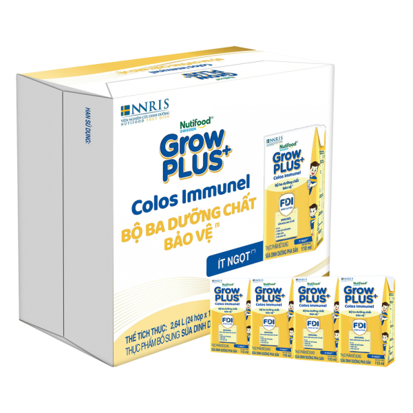 2 Thùng Sữa dinh dưỡng pha sẵn GrowPLUS+ Colos Immunel 110ml, lốc 4 hộp (Từ 1 tuổi)