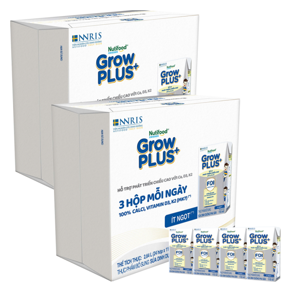 2 thùng Sữa dinh dưỡng pha sẵn GrowPLUS+ (Bạc) 110ml, lốc 4 hộp (Từ 1 tuổi)