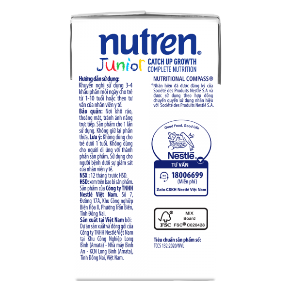 Combo 5 Thực phẩm dinh dưỡng y học Nutren Junior 110ml (1 -10 tuổi) (Lốc 4 hộp)