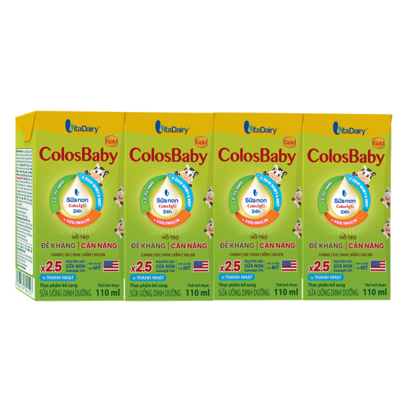 Sữa uống dinh dưỡng Colosbaby 110ml, lốc 4 hộp (trên 1 tuổi) (giao bao bì ngẫu nhiên)