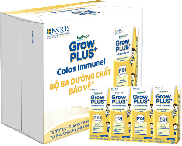 Thùng Sữa dinh dưỡng pha sẵn GrowPLUS+ Colos Immunel 180ml, lốc 4 hộp (Từ 1 tuổi)