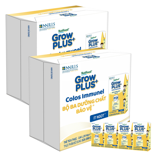 2 Thùng Sữa dinh dưỡng pha sẵn GrowPLUS+ Colos Immunel 110ml, lốc 4 hộp (Từ 1 tuổi)
