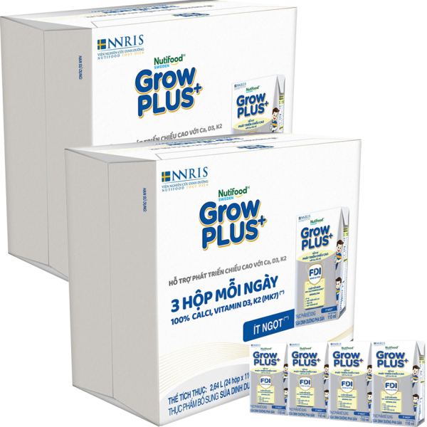 2 Thùng Sữa dinh dưỡng pha sẵn GrowPLUS+ (Bạc) 110ml, lốc 4 hộp (Từ 1 tuổi)