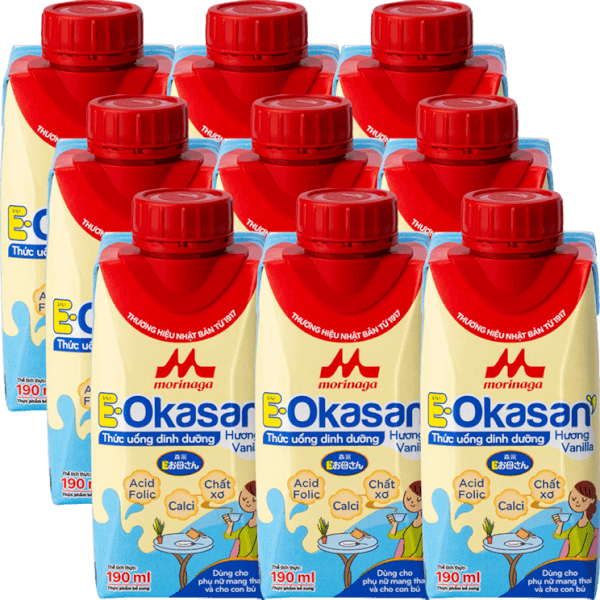 Combo 3 Sữa cho mẹ bầu & mẹ sau sinh Morinaga E-Okasan hương vanilla 190ml (lốc 3 hộp)