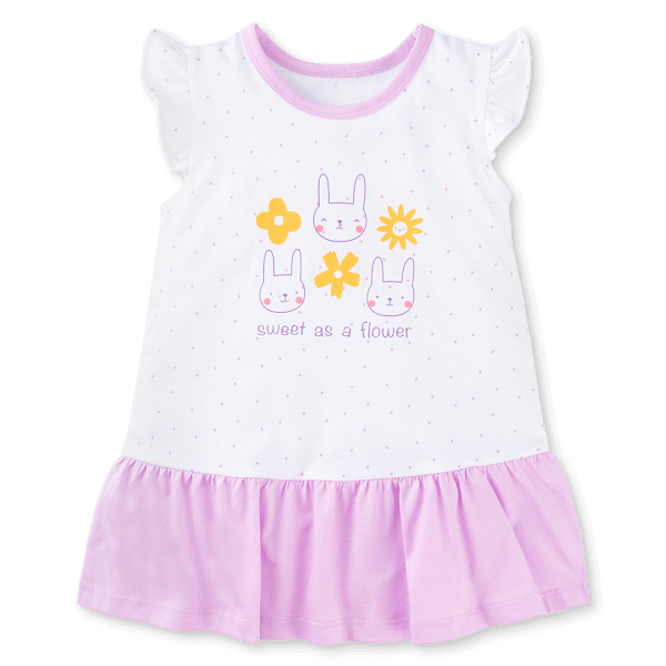 Đầm bé gái Animo Easy TX1125012 (1-4Y,Trắng-tím,TT02)