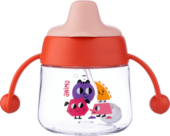 Bình tập uống núm silicone Animo (đỏ, 180ml, RK-B1042)