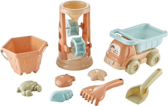 Đồ chơi đi biển guồng quay cát, xe tải chở cát kèm dụng cụ 9 pcs JS060292 C2305