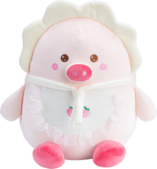 Thú bông bé heo hồng đeo yếm quả đào Animo