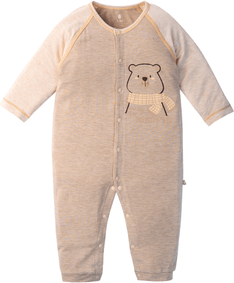 Bodysuit tính năng dài, vải sợi sồi BST Gấu nâu Animo BMC123096 (0-12M,Nâu nhạt)