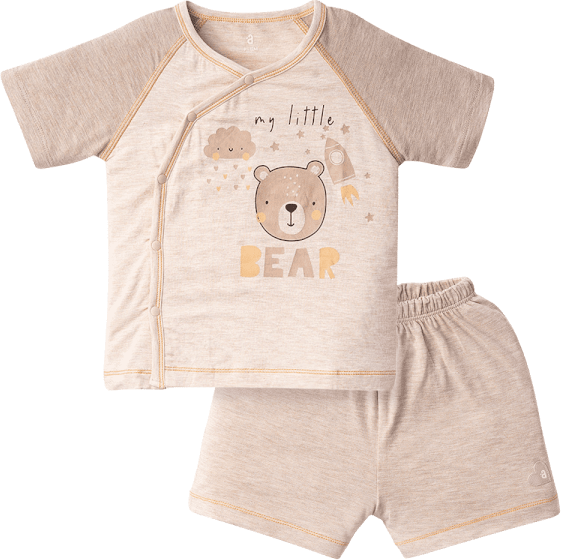 Bộ tính năng ngắn, vải sợi sồi BST Gấu nâu Animo BMC123082 (0-24M,Nâu nhạt)