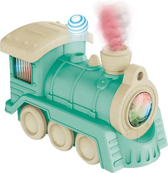 Tàu hỏa thổi bóng và phun sương có nhạc, đèn JS056835 (Xanh)