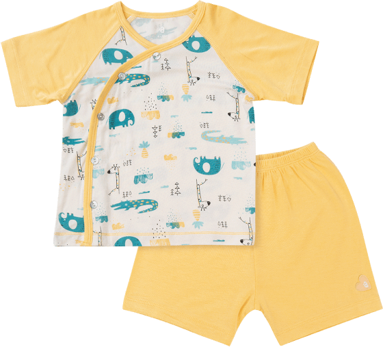 Bộ sơ sinh tính năng ngắn, vải modal BST Thiên Nga Animo BMC822074 (0-12M,Vàng)