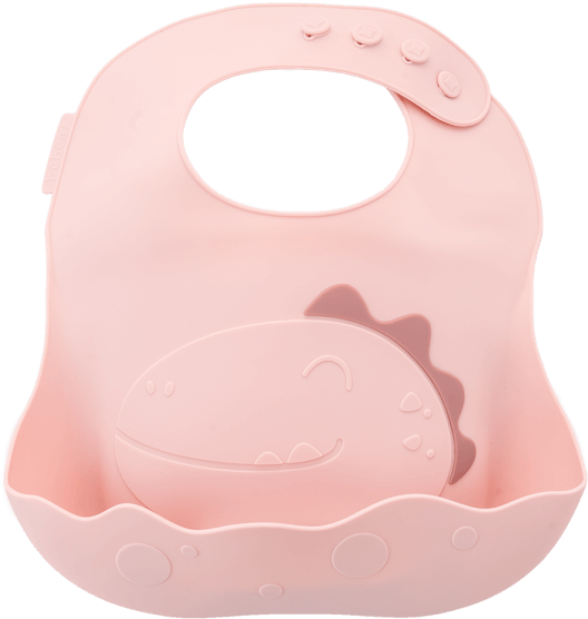 Yếm ăn dặm silicone Bebear (Hồng, BWF108)