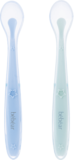 Bộ 2 muỗng silicone Bebear (Xanh dương+ Xanh lá, BS7540)