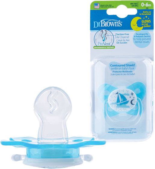 Ty ngậm Prevent Dr Brown Level 1, 0-6M, Xanh (giao họa tiết ngẫu nhiên)