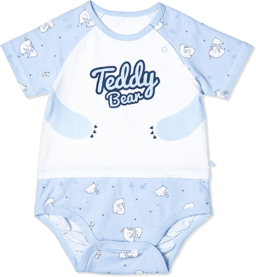 Bodysuit bé trai tam giác, Bst Bé Gấu trắng Animo KK922045 (0-12M,Xanh_trắng)
