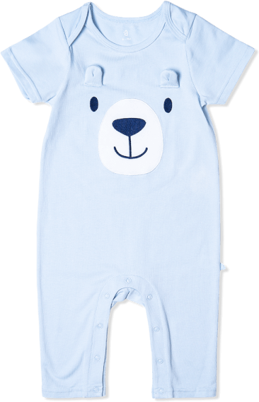 Bodysuit bé trai dài, Bst Bé Gấu trắng Animo KK922047 (0-12M,Xanh_trắng)