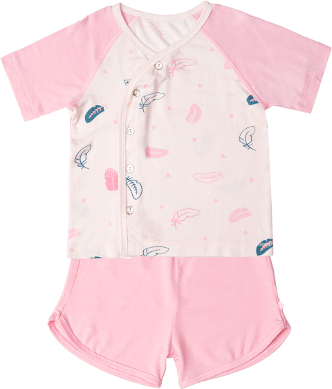 Bộ sơ sinh tính năng ngắn, vải modal BST Thiên Nga Animo BMC822073 (0-12M,Hồng)