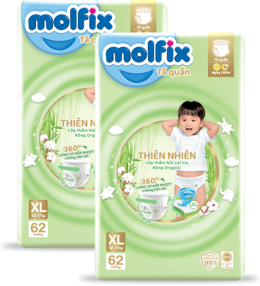 Combo 2 Tã quần Molfix Thiên Nhiên (XL, 12 - 17kg, 62 miếng) (giao bao bì ngẫu nhiên)