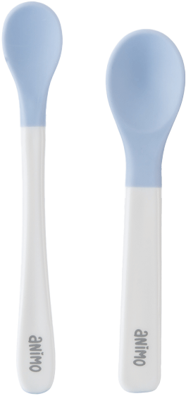 Vỉ 2 muỗng đầu mềm cho bé Animo (xanh, RK3704)