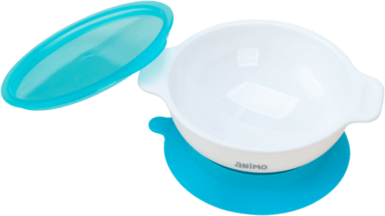 Bát ăn dặm chống trượt kèm nắp Animo (250ml, RKC1008, xanh)