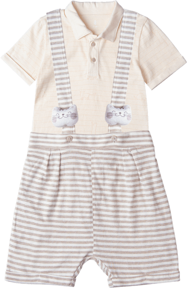 Bộ yếm bé trai, bst Mèo mũm mĩm Animo HS1122070 (6M-5Y,Dark Beige)