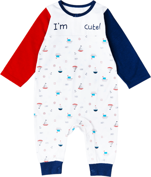 Bodysuit bé trai dài, Bst Bé ra khơi Animo KK922038 (0-12M,Trắng họa tiết)