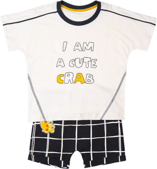 Bộ bé trai ngắn Bst Cua sốt trứng muối Animo HN1022087 (6M-6Y,Trắng)