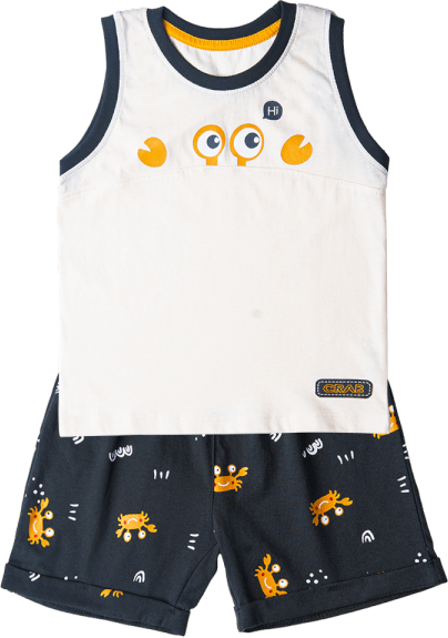 Bộ bé trai ngắn, Bst Cua sốt trứng muối Animo HN1122095 (6M-6Y,Trắng)