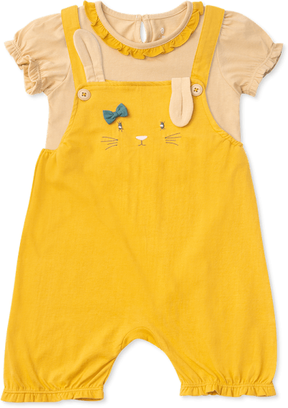 Bộ yếm bé gái ngắn, BST Thỏ và hoa Animo HN1222001 (6M-6Y,Vàng)