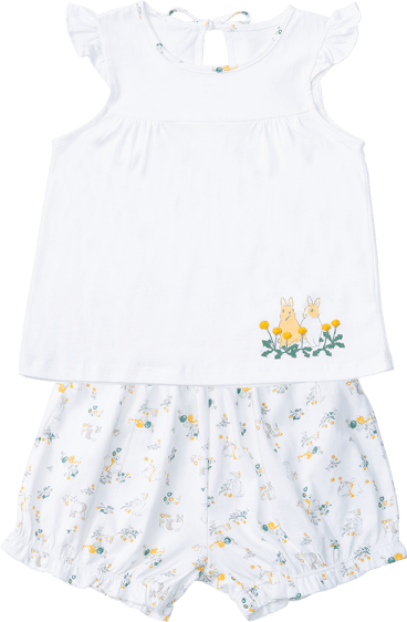 Bộ bé gái ngắn, BST Thỏ và hoa Animo HN1222002 (6M-6Y,Trắng)