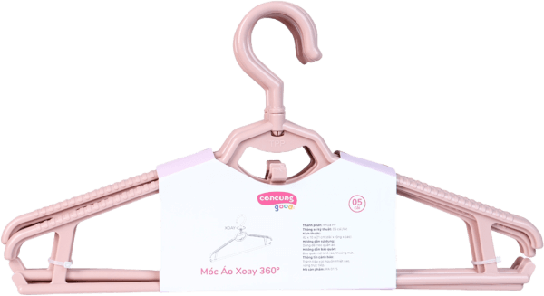Móc áo xoay vuông 360 độ ConCung Good - Màu hồng (5 cái/lốc)