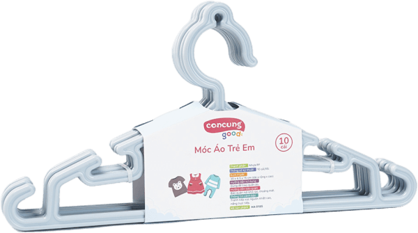 Móc áo mỏng trẻ em ConCung Good 185 - Màu xanh (10 cái/lốc)