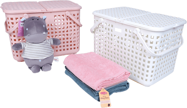 Giỏ xách quai giữa Nachi có nắp - trắng