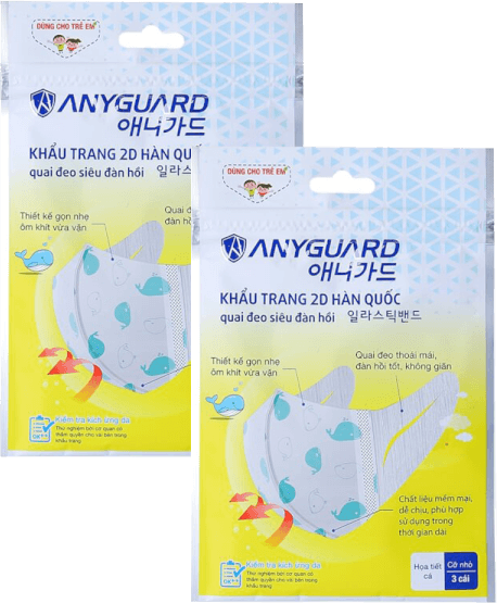 Combo 2 khẩu trang trẻ em Anyguard (3 cái/ túi)
