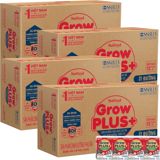 Combo 4 Thùng Sữa GrowPLUS+ ít đường 110ml (lốc 4 hộp)