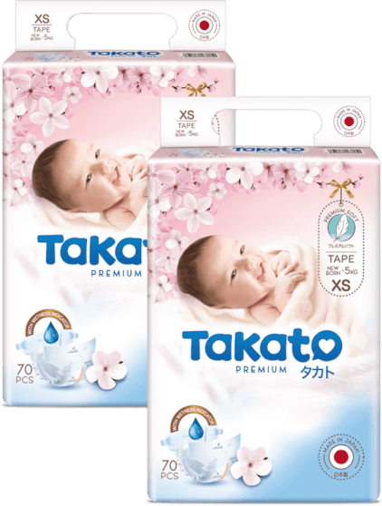 Combo 2 Tã dán Nhật Bản Takato siêu mềm mại (XS, 70 miếng)