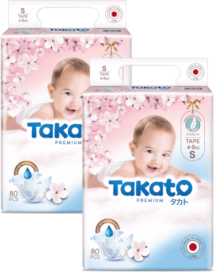 Combo 2 Tã dán Nhật Bản Takato siêu mềm mại (S, 80 miếng)